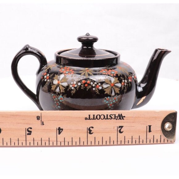 Antique Price Bros Mini Teapot England M&M Redware British 1900s Floral Glazed - Picture 9 of 11